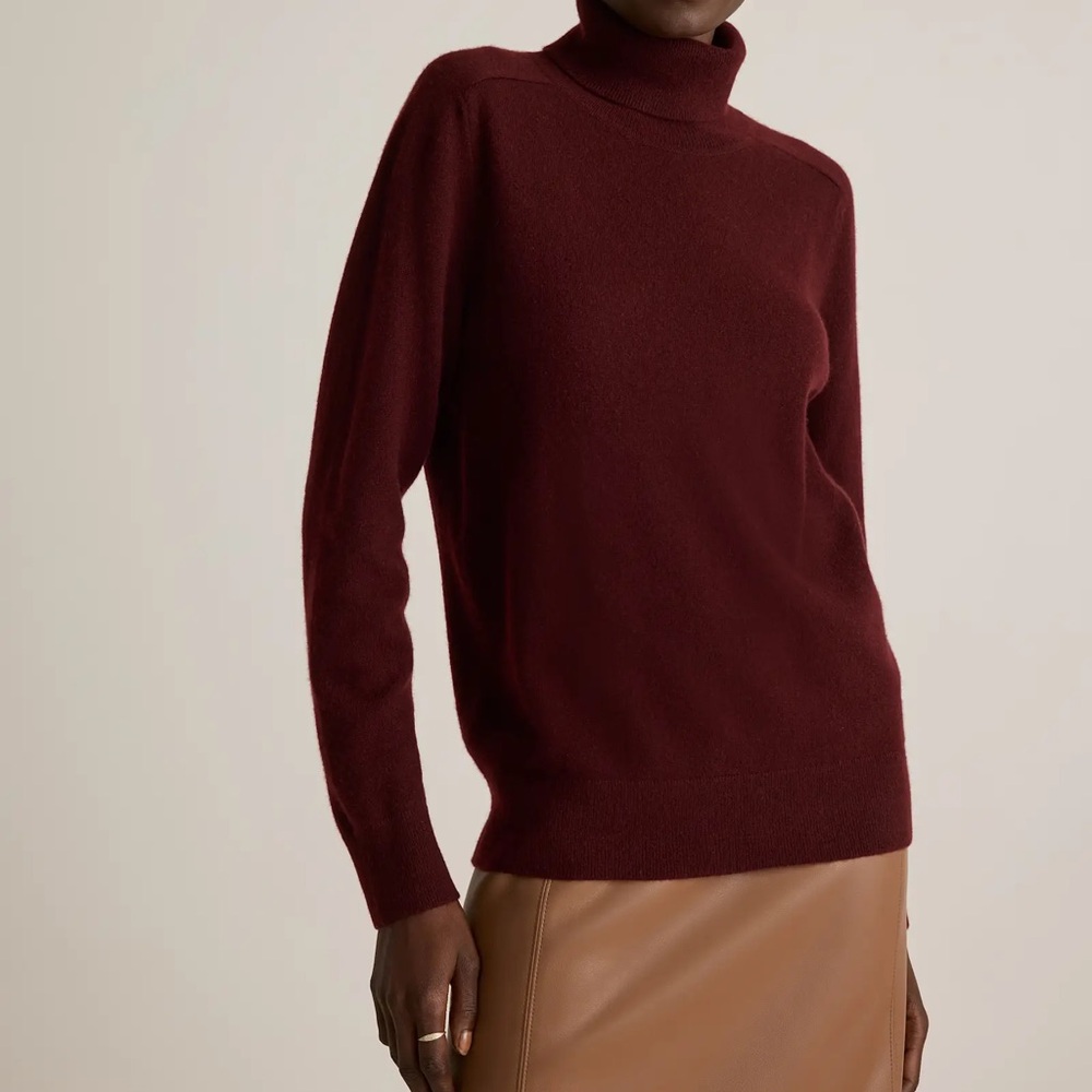 New Quince Mongolian 100% Cashmere Turtleneck Sweater in Burgundy Size Medium